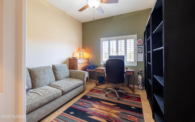 office featuring ceiling fan