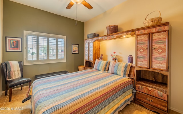 bedroom featuring ceiling fan