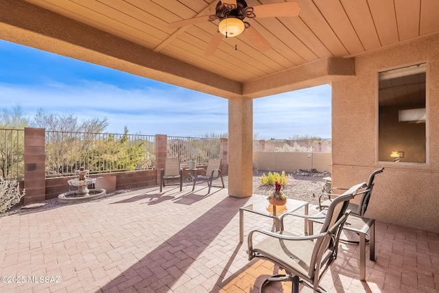 view of patio / terrace with ceiling fan