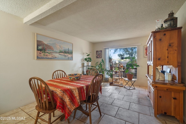 dining space featuring a textured ceiling