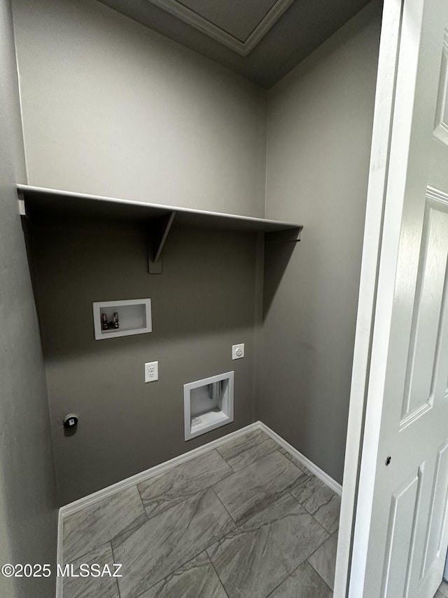 clothes washing area featuring washer hookup and electric dryer hookup