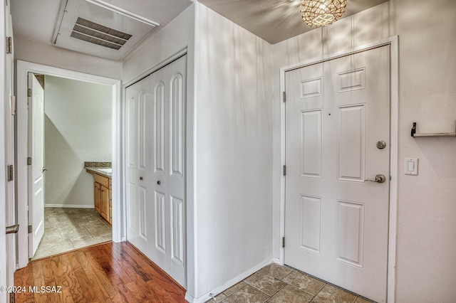 foyer with hardwood / wood-style floors