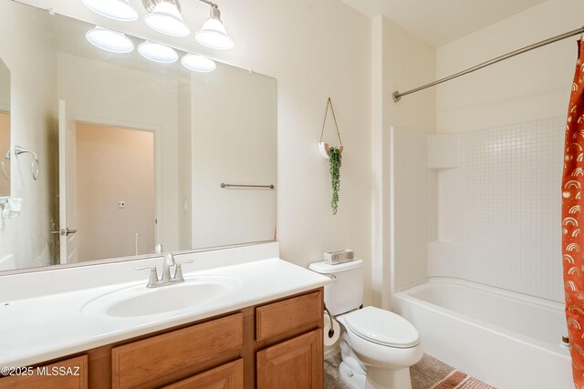 full bathroom featuring vanity, toilet, and shower / bath combo with shower curtain