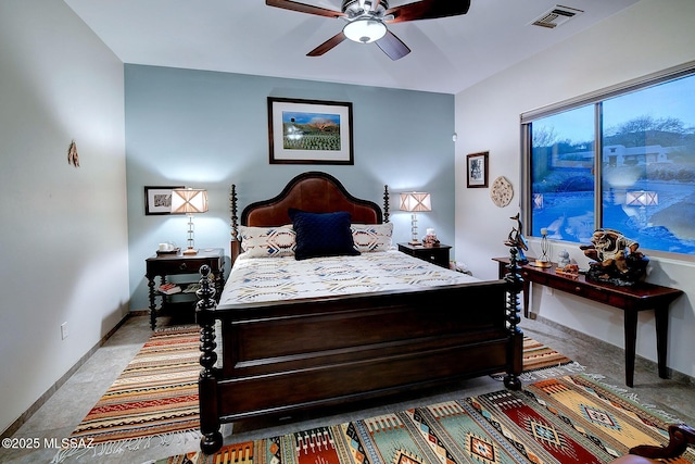 bedroom featuring ceiling fan