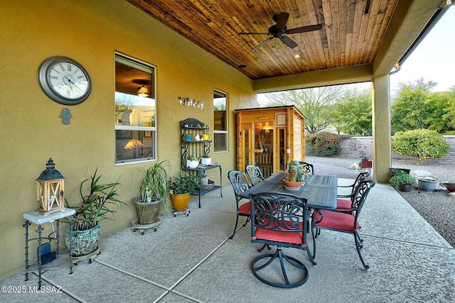 view of patio / terrace featuring ceiling fan