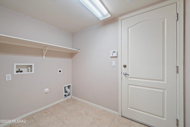 laundry room featuring hookup for a gas dryer, light tile patterned flooring, electric dryer hookup, and washer hookup