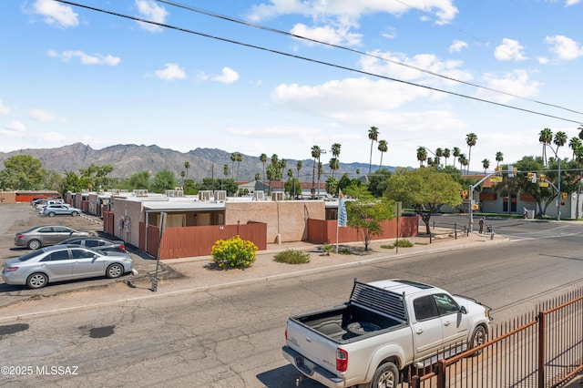 view of front of home featuring a mountain view