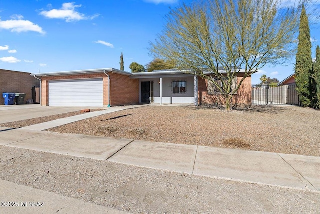 single story home with a garage