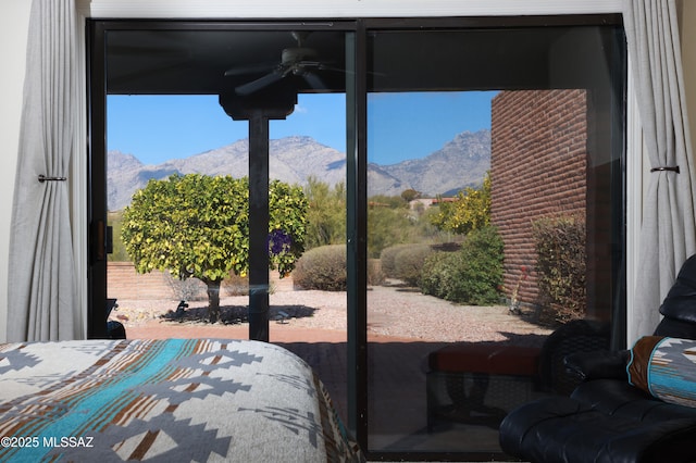 bedroom with a mountain view