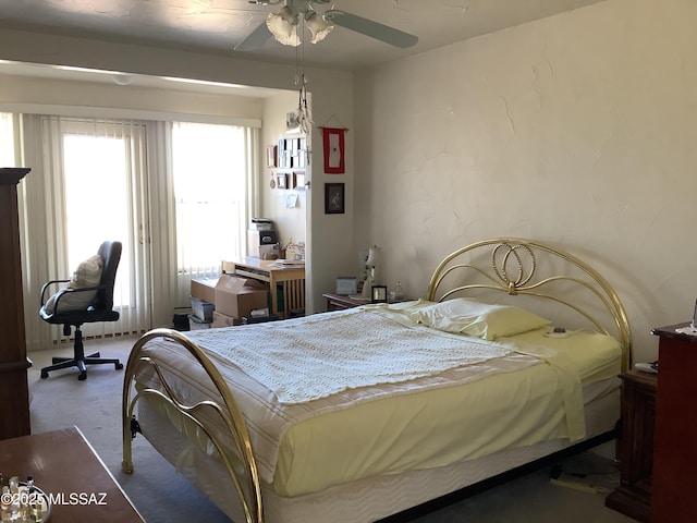 bedroom featuring carpet floors and ceiling fan