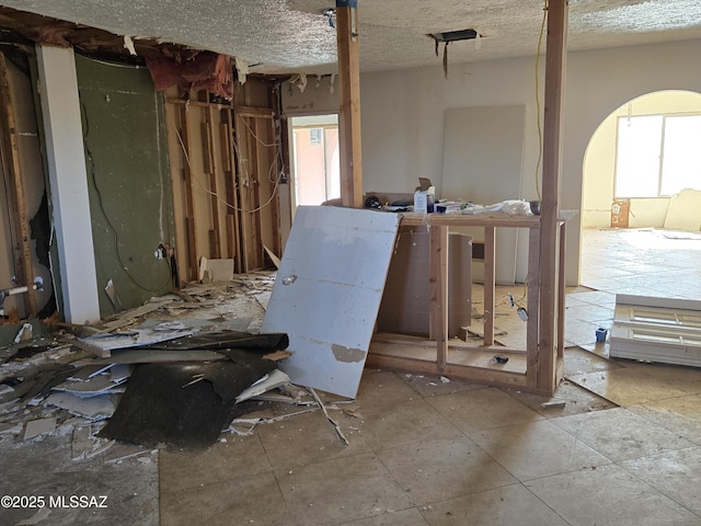 miscellaneous room featuring a healthy amount of sunlight and a textured ceiling