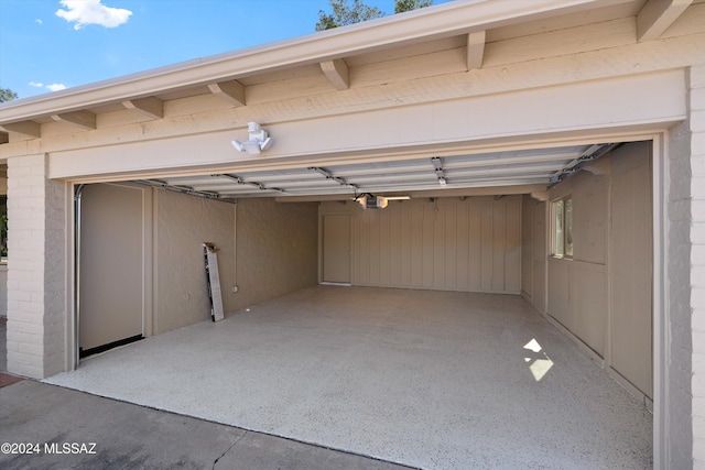 garage with a garage door opener