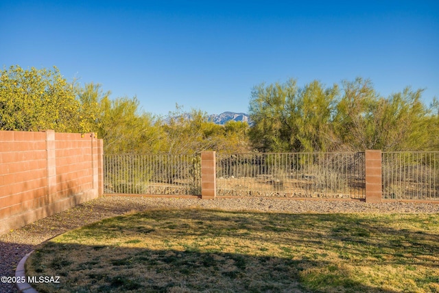 view of yard featuring a mountain view