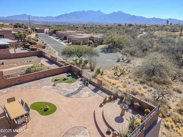 drone / aerial view featuring a mountain view