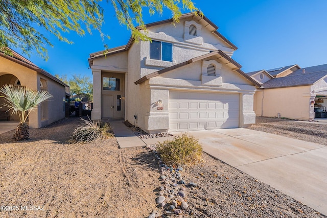 view of front property with a garage