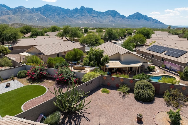 bird's eye view with a mountain view