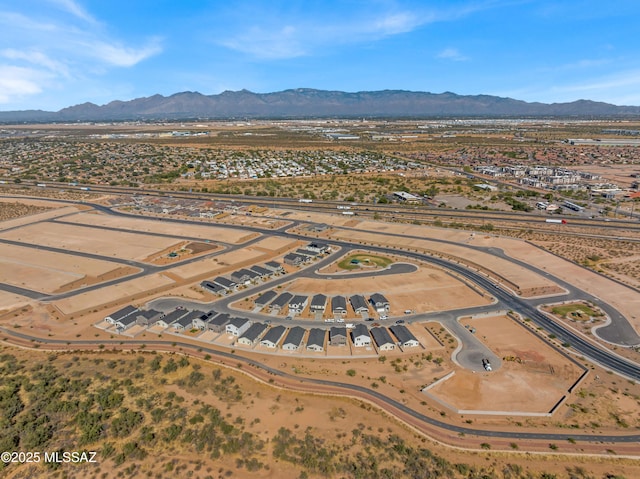 drone / aerial view with a mountain view