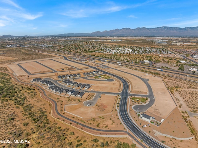 bird's eye view featuring a mountain view