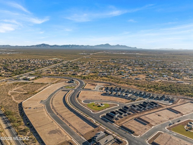 drone / aerial view with a mountain view