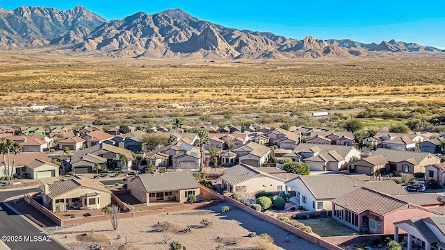 drone / aerial view with a mountain view