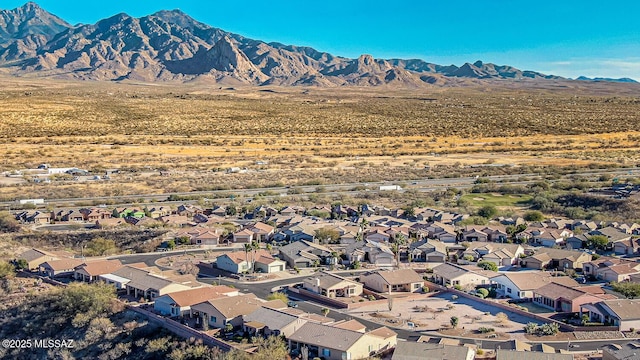 drone / aerial view with a mountain view