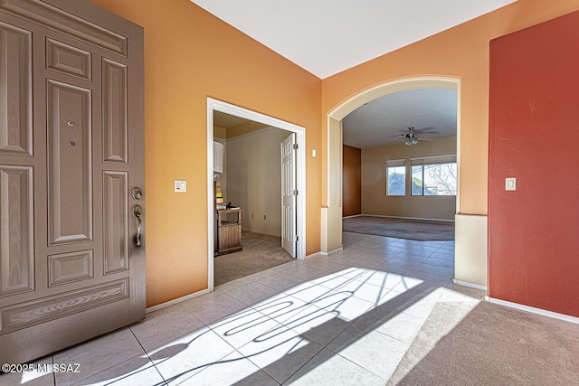 interior space featuring light tile patterned floors