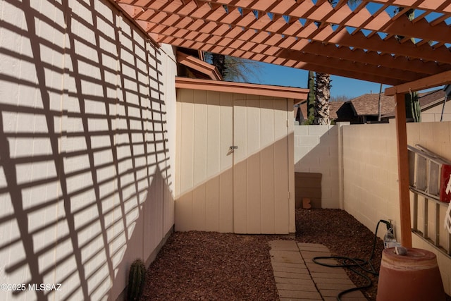 exterior space with a pergola