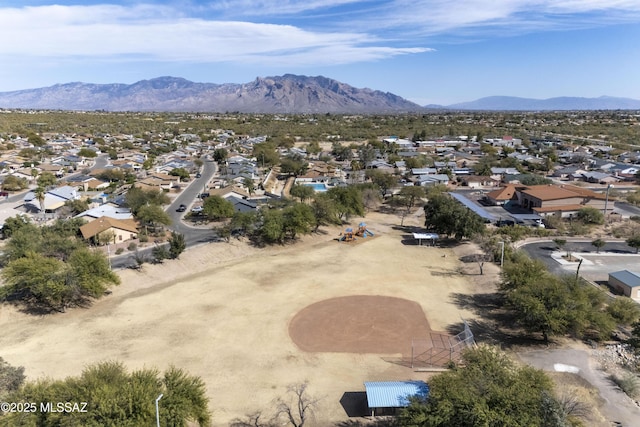 aerial view with a mountain view