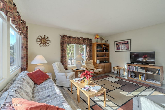 living room featuring light hardwood / wood-style flooring