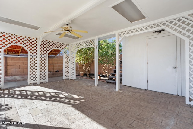 view of patio with ceiling fan