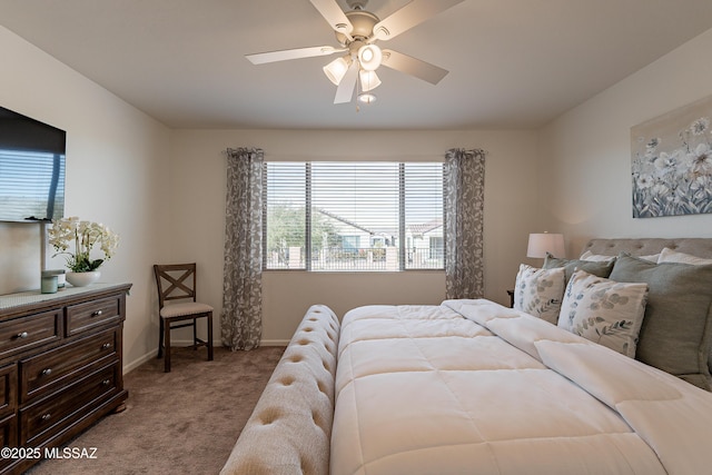 bedroom with carpet floors and ceiling fan