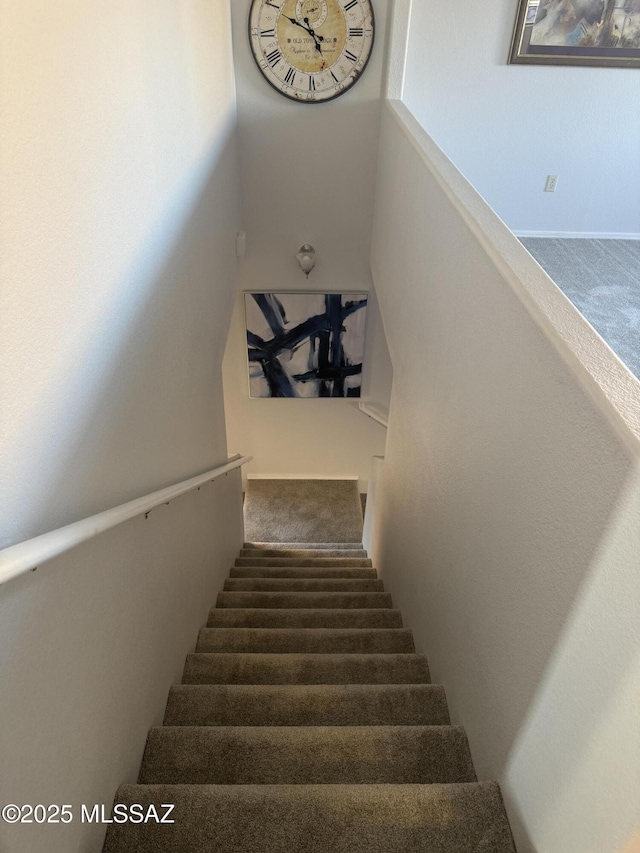 staircase with carpet floors