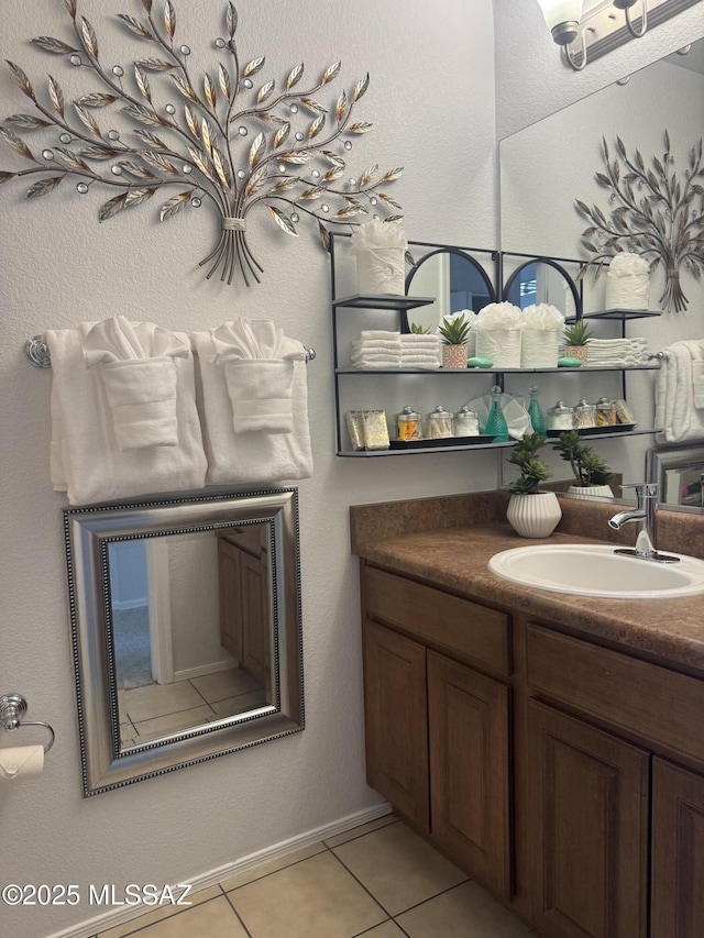 bathroom featuring vanity and tile patterned floors