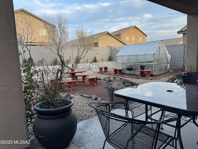 view of patio / terrace with an outdoor structure