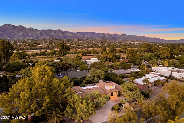 bird's eye view featuring a residential view and a mountain view