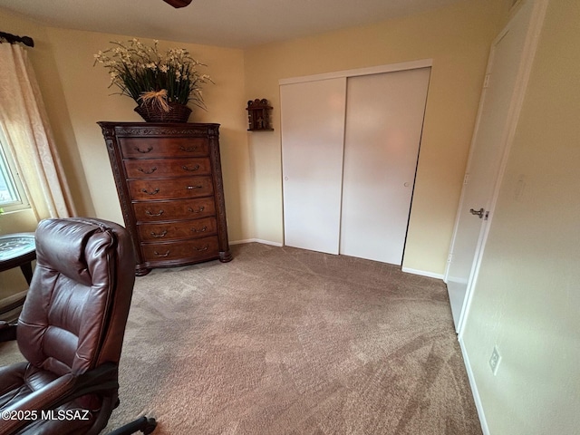 carpeted bedroom featuring a closet