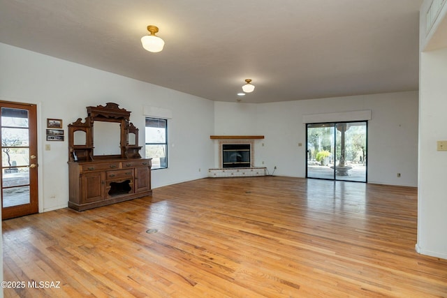 living room with light hardwood / wood-style floors