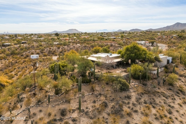 aerial view with a mountain view