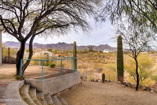 view of yard featuring a mountain view