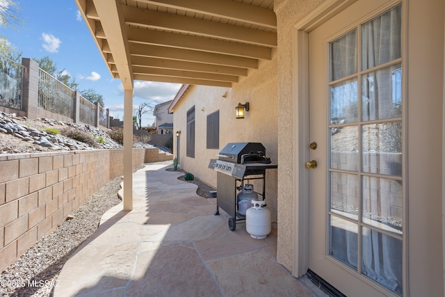 view of patio / terrace featuring a grill