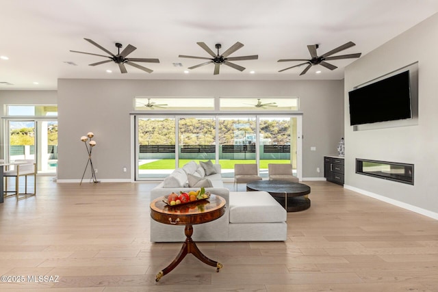 living room featuring light hardwood / wood-style floors