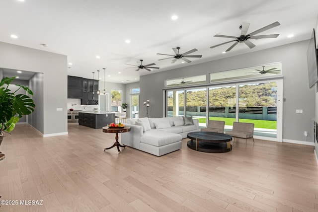 living room featuring light hardwood / wood-style flooring