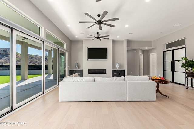 living room featuring light wood-type flooring