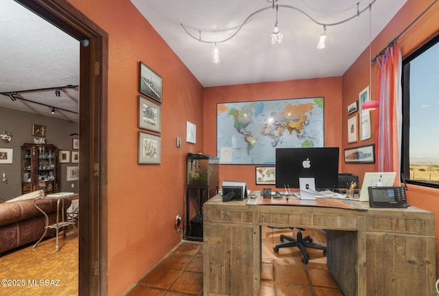 office space featuring track lighting and a wealth of natural light