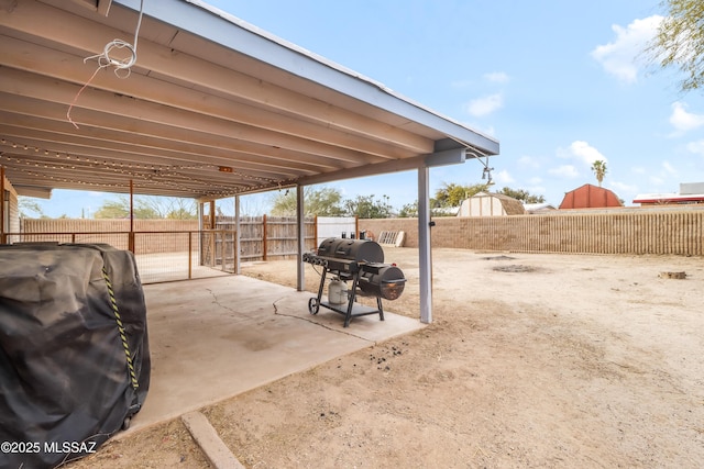 view of patio with a grill