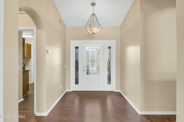 foyer featuring dark hardwood / wood-style floors