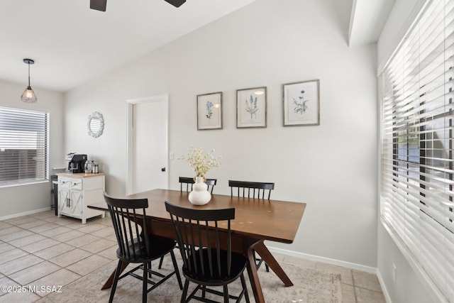 2780 W Camino Llano, Tucson, AZ 85742 - dining room with light tile patterned floors, baseboards, and ceiling fan