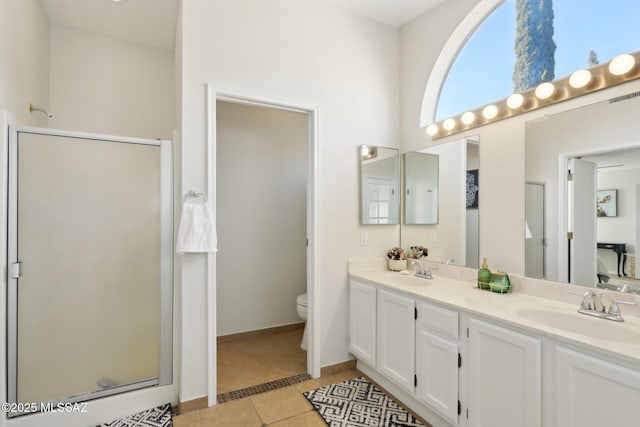 2780 W Camino Llano, Tucson, AZ 85742 - bathroom with a sink, visible vents, a shower stall, and tile patterned flooring