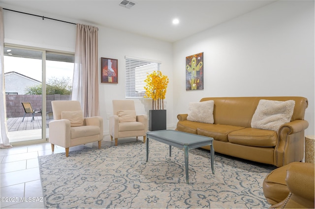 view of tiled living room