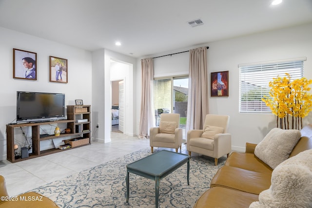 view of tiled living room